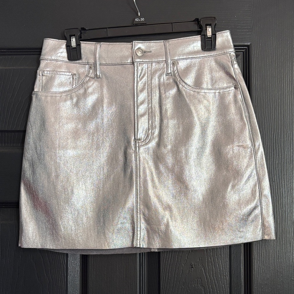 Express Metallic Silver Mini Skirt